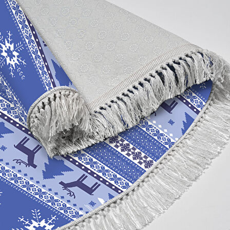 Alanur Home Yılbaşına Özel Keçe Dijital Yıkanabilir Oval Halı Chr9M