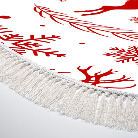 Alanur Home Yılbaşına Özel Pamuk Dijital Yıkanabilir Oval Halı Chr16M