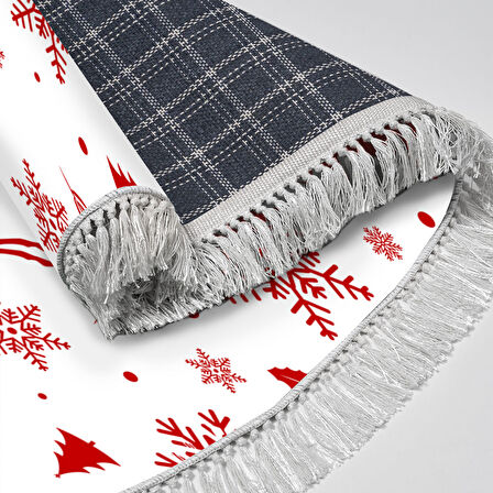 Alanur Home Yılbaşına Özel Pamuk Dijital Yıkanabilir Oval Halı Chr16M