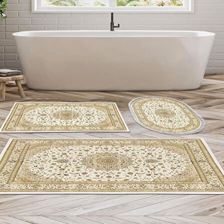 Eko Trend Djt 3 Lü Yıkanabilir Kaymaz Taban Banyo Paspas Seti P1360 Osmanli