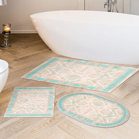 Eko Trend Djt 3 Lü Yıkanabilir Kaymaz Taban Banyo Paspas Seti 1376 Klasik