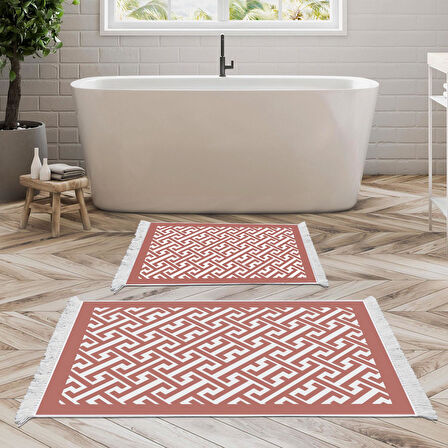 Eko Trend Djt 2 Li Yıkanabilir Kaymaz Taban Banyo Paspas Klozet Takımı 769 Modern