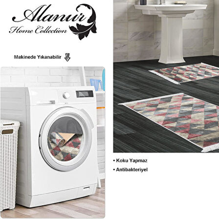 Dekoreko Kaymaz Taban Djt 2 Li Banyo Paspas Takımı Yıldız Deri Saçaklı İskandinav 661M