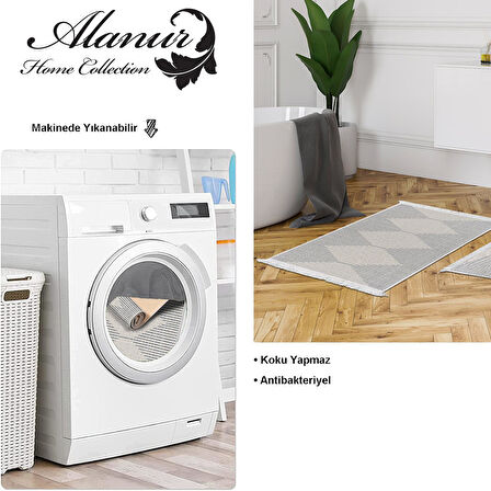 Dekoreko Kaymaz Taban Djt 2 Li Banyo Paspas Takımı Yıldız Deri Saçaklı İskandinav F5085