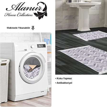Dekoreko Kaymaz Taban Djt 2 Li Banyo Paspas Takımı Yıldız Deri Saçaklı İskandinav F5124