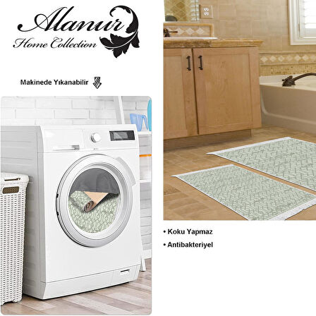 Dekoreko Kaymaz Taban Djt 2 Li Banyo Paspas Takımı Yıldız Deri Saçaklı Modern 757