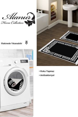 Dekoreko Kaymaz Taban Djt 2 Li Banyo Paspas Takımı Trend Saçaklı Modern Kt494
