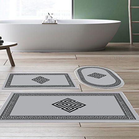 Eko Trend Djt 3 Lü Yıkanabilir Kaymaz Taban Banyo Paspas Seti 656M Modern