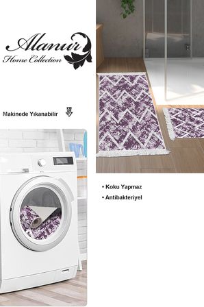 Dekoreko Kaymaz Taban Djt 2 Li Banyo Paspas Takımı Trend Saçaklı Iskandinav F5128
