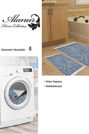 Dekoreko Kaymaz Taban Djt 2 Li Banyo Paspas Takımı Trend Saçaklı Iskandinav F5137