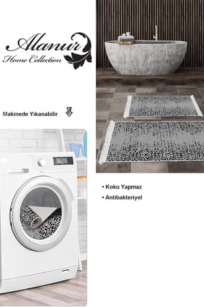 Dekoreko Kaymaz Taban Djt 2 Li Banyo Paspas Takımı Trend Saçaklı Iskandinav Mu123