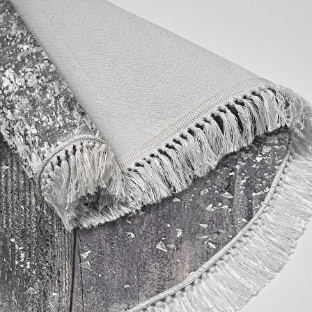 Alanur Home Yılbaşına Özel Keçe Dijital Yıkanabilir Yuvarlak Halı Chr1M