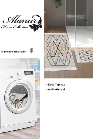 Dekoreko Kaymaz Taban Djt 2 Li Banyo Paspas Takımı Trend Saçaklı Modern P1525
