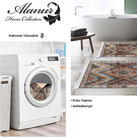 Dekoreko Kaymaz Taban Djt 2 Li Banyo Paspas Takımı Yıldız Deri Saçaklı İskandinav F5003