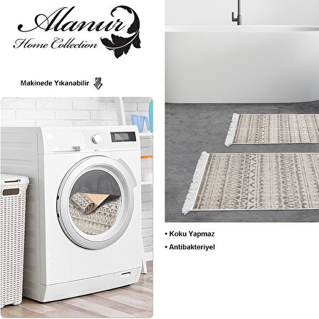 Dekoreko Kaymaz Taban Djt 2 Li Banyo Paspas Takımı Yıldız Deri Saçaklı İskandinav F5078