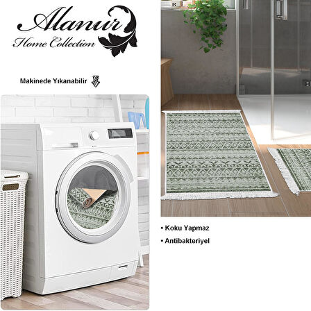 Dekoreko Kaymaz Taban Djt 2 Li Banyo Paspas Takımı Yıldız Deri Saçaklı İskandinav F5078