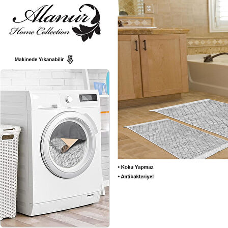 Dekoreko Kaymaz Taban Djt 2 Li Banyo Paspas Takımı Yıldız Deri Saçaklı İskandinav F5079
