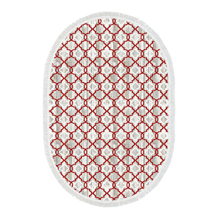 Alanur Home Yılbaşına Özel Keçe Dijital Yıkanabilir Oval Halı Chr12M