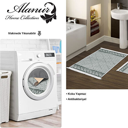 Dekoreko Kaymaz Taban Djt 2 Li Banyo Paspas Takımı Yıldız Deri Saçaklı İskandinav F5081