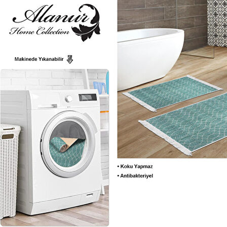 Dekoreko Kaymaz Taban Djt 2 Li Banyo Paspas Takımı Yıldız Deri Saçaklı İskandinav F5084
