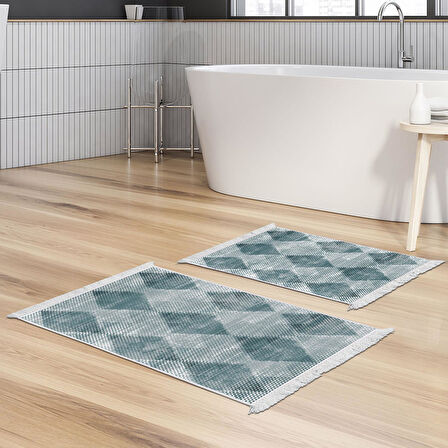 Dekoreko Kaymaz Taban Djt 2 Li Banyo Paspas Takımı Yıldız Deri Saçaklı İskandinav F5131