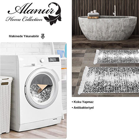 Dekoreko Kaymaz Taban Djt 2 Li Banyo Paspas Takımı Yıldız Deri Saçaklı İskandinav Mu123