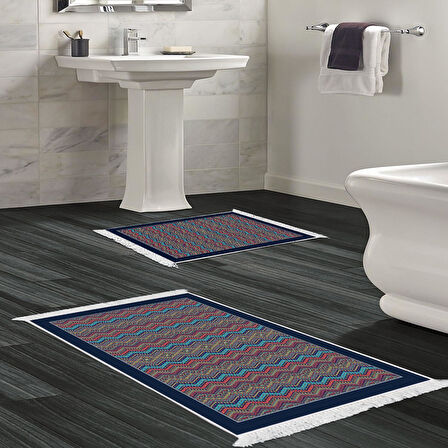 Dekoreko Kaymaz Taban Djt 2 Li Banyo Paspas Takımı Yıldız Deri Saçaklı Modern 1935