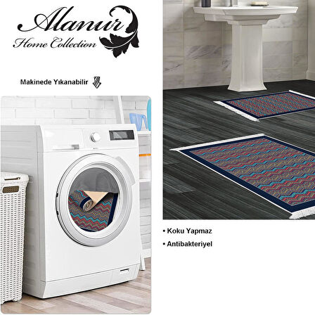Dekoreko Kaymaz Taban Djt 2 Li Banyo Paspas Takımı Yıldız Deri Saçaklı Modern 1935