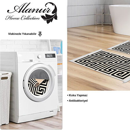 Dekoreko Kaymaz Taban Djt 2 Li Banyo Paspas Takımı Yıldız Deri Saçaklı Modern 658M