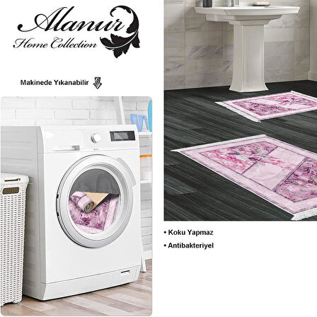 Dekoreko Kaymaz Taban Djt 2 Li Banyo Paspas Takımı Yıldız Deri Saçaklı Modern 729