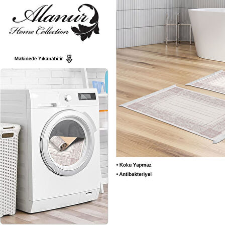 Dekoreko Kaymaz Taban Djt 2 Li Banyo Paspas Takımı Yıldız Deri Saçaklı Modern M5076