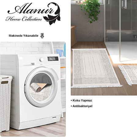 Dekoreko Kaymaz Taban Djt 2 Li Banyo Paspas Takımı Yıldız Deri Saçaklı Modern M5076