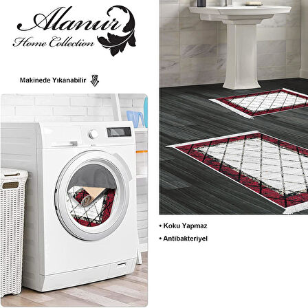 Dekoreko Kaymaz Taban Djt 2 Li Banyo Paspas Takımı Yıldız Deri Saçaklı Modern M5129