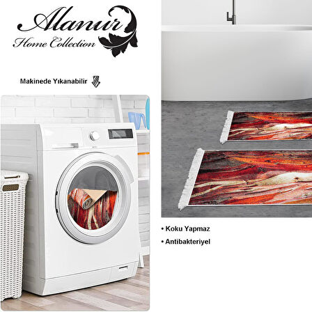 Dekoreko Kaymaz Taban Djt 2 Li Banyo Paspas Takımı Yıldız Deri Saçaklı Modern S5050