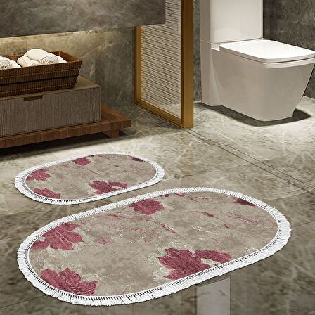 Eko Trend Djt 2 Li Yıkanabilir Kaymaz Taban Oval Banyo Paspas Klozet Takımı 660M Suluboya