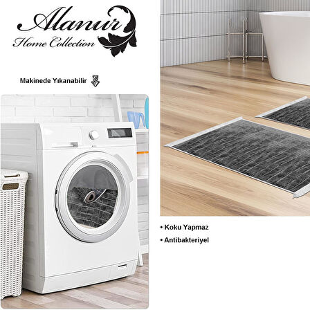 Dekoreko Kaymaz Taban Djt 2 Li Banyo Paspas Takımı Star Pamuk Saçaklı Modern 1911