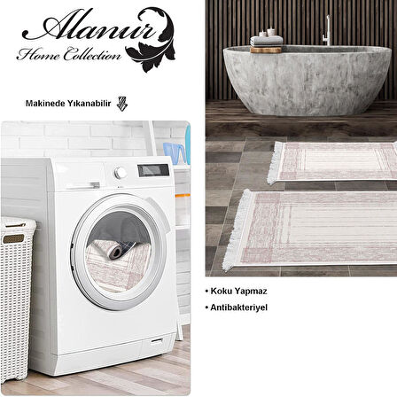 Dekoreko Kaymaz Taban Djt 2 Li Banyo Paspas Takımı Star Pamuk Saçaklı Modern M5076
