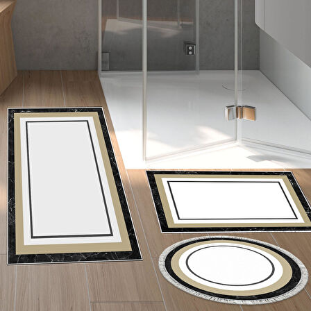 Eko Trend Djt 3 Lü Yıkanabilir Kaymaz Taban Banyo Paspas Seti 673M Bordürlü