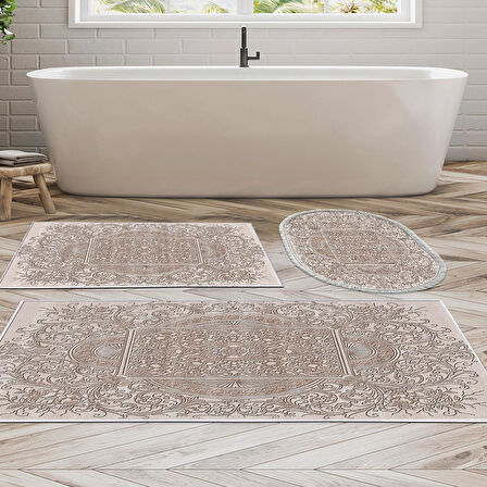 Eko Trend Djt 3 Lü Yıkanabilir Kaymaz Taban Banyo Paspas Seti 1488 Modern