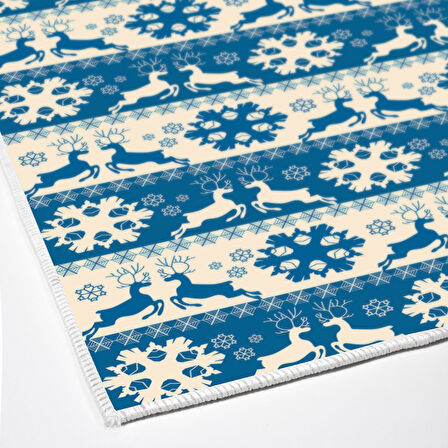 Alanur Home Yılbaşına Özel Pamuk Dijital Yıkanabilir Halı Chr5M