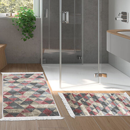 Eko Trend Djt 2 Li Yıkanabilir Kaymaz Taban Banyo Paspas Klozet Takımı 661 Iskandinav