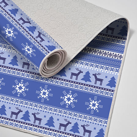 Alanur Home Yılbaşına Özel Keçe Dijital Yıkanabilir Halı Chr9M