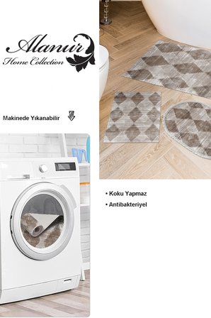 Dekoreko Kaymaz Taban Djt 3 Lü Banyo Paspas Takımı Trend Karışık Iskandinav F5131