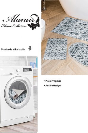 Dekoreko Kaymaz Taban Djt 3 Lü Banyo Paspas Takımı Trend Karışık Iskandinav F5136