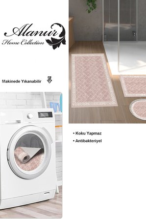 Dekoreko Kaymaz Taban Djt 3 Lü Banyo Paspas Takımı Trend Karışık Modern 603M