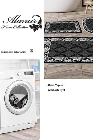 Dekoreko Kaymaz Taban Djt 3 Lü Banyo Paspas Takımı Trend Karışık Modern 700M