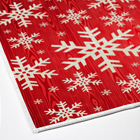 Alanur Home Yılbaşına Özel Pamuk Dijital Yıkanabilir Halı Chr11M