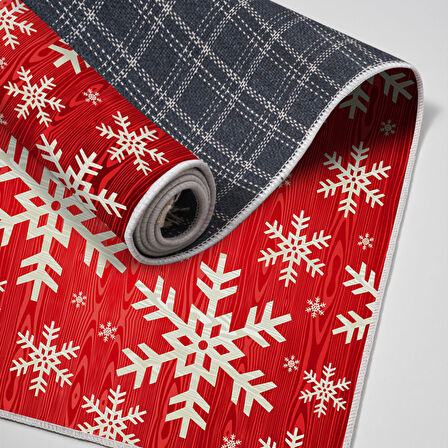 Alanur Home Yılbaşına Özel Pamuk Dijital Yıkanabilir Halı Chr11M