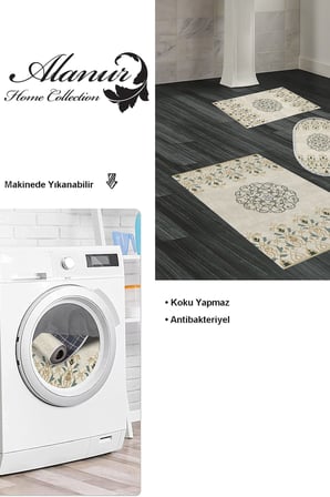 Dekoreko Kaymaz Taban Djt 3 Lü Banyo Paspas Takımı Star Pamuk Karışık Modern 1491