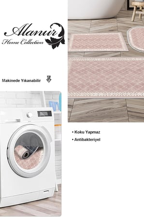Dekoreko Kaymaz Taban Djt 3 Lü Banyo Paspas Takımı Star Pamuk Karışık Modern 603M